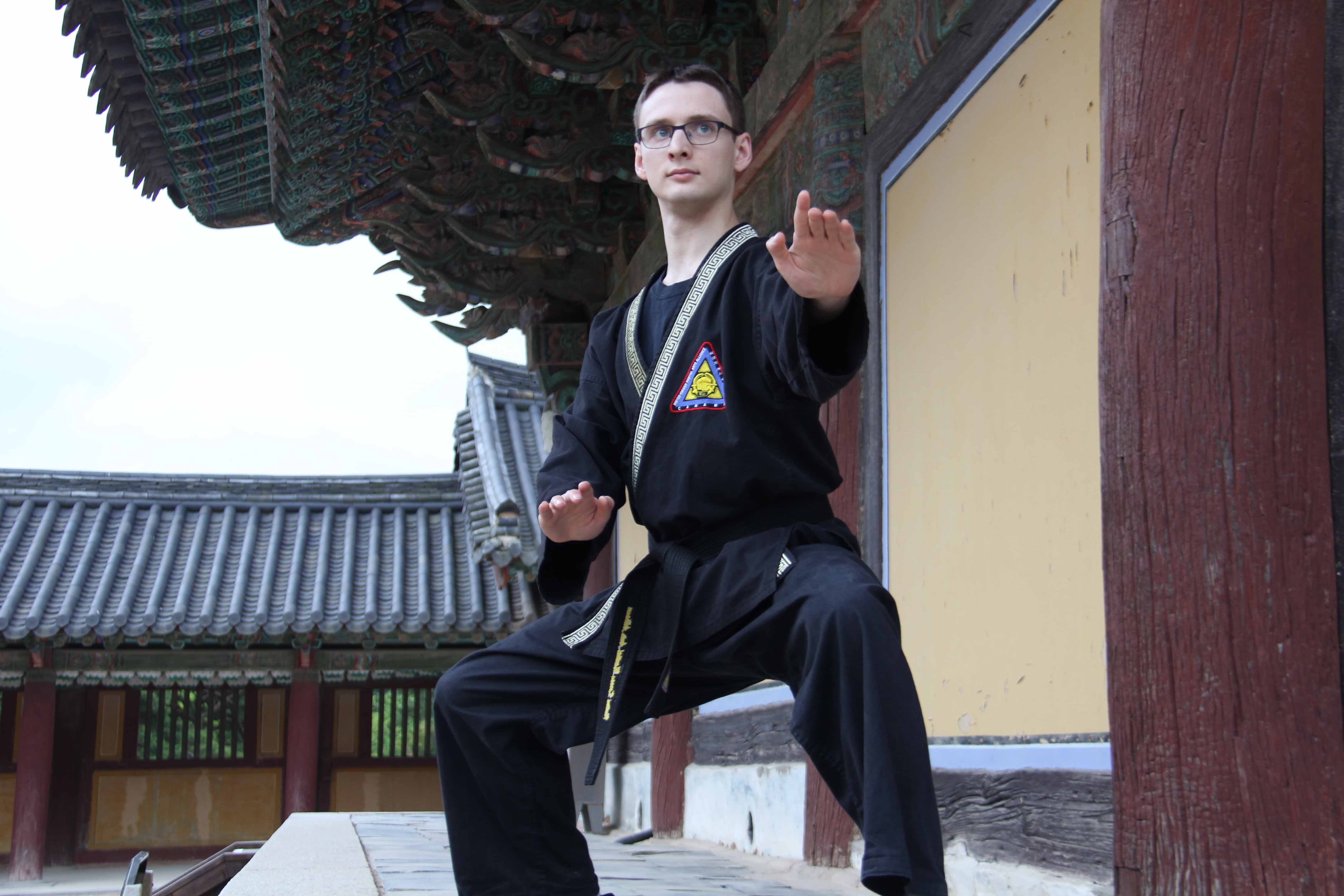 Instructor Martin St-Amant strikes a pose in South Korea.